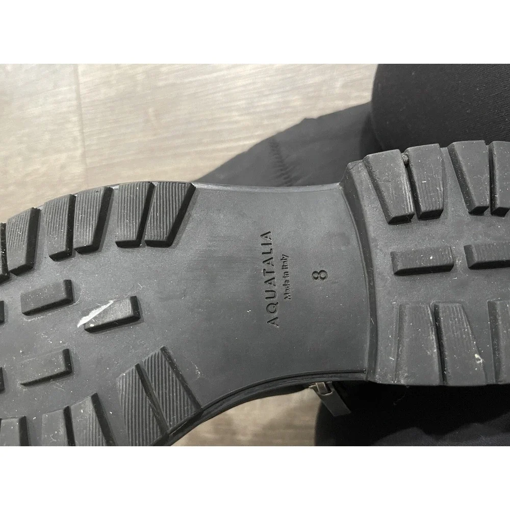 $650 AQUATALIA LORI Quilted LEATHER BOOTs‎ WATERPROOF Mid Calf Zip SZ 8